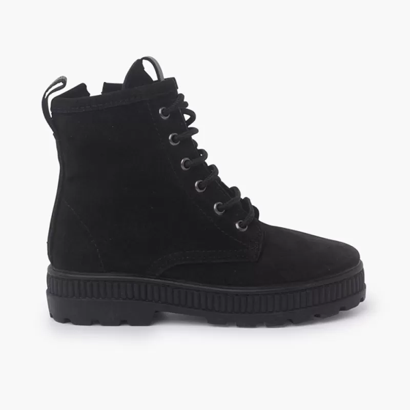 Pisamonas Botas Camurca Estilo Militar Criancas Cor Preto Clearance