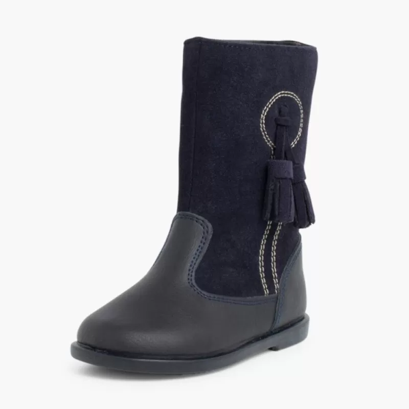 Pisamonas Botas Menina Pele E Camurca Berloques New