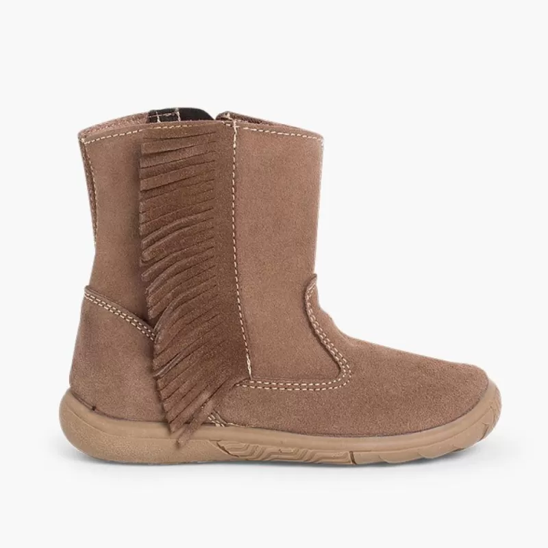 Pisamonas Botas Meninas Camurca Com Franjas Cor Cinzento-Acastanhado Store