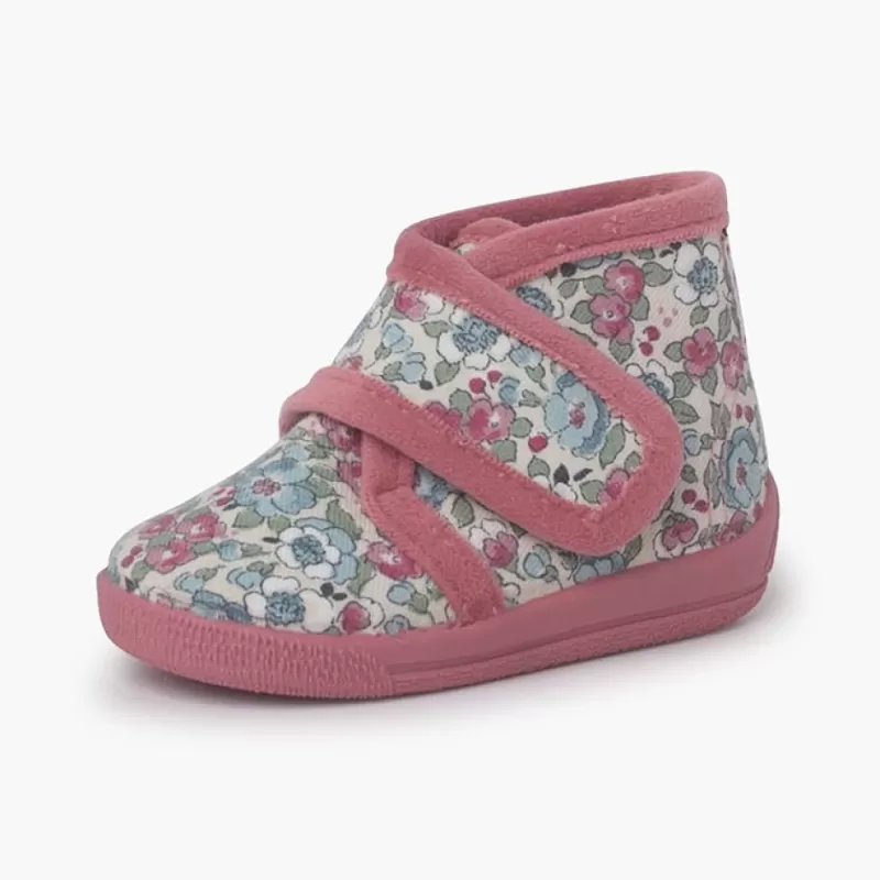 Pisamonas Pantufas Bota Flores Liberty Fecho Aderente Cor Rosa Outlet