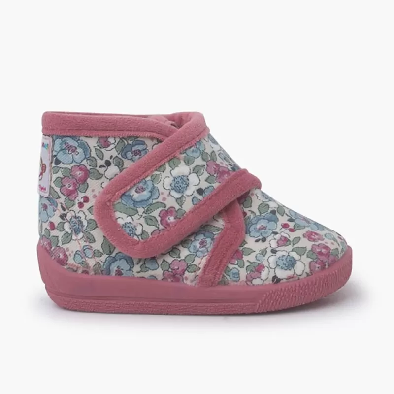 Pisamonas Pantufas Bota Flores Liberty Fecho Aderente Cor Rosa Outlet