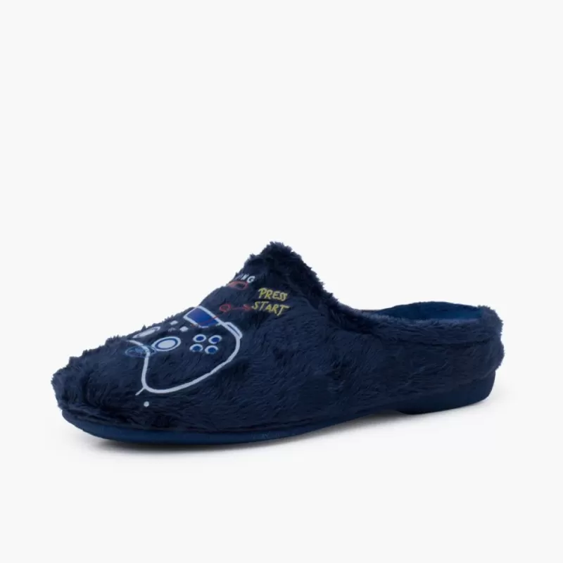 Pisamonas Pantufas Tipo Chinelo Gaming Cor Azul-Marinho Best