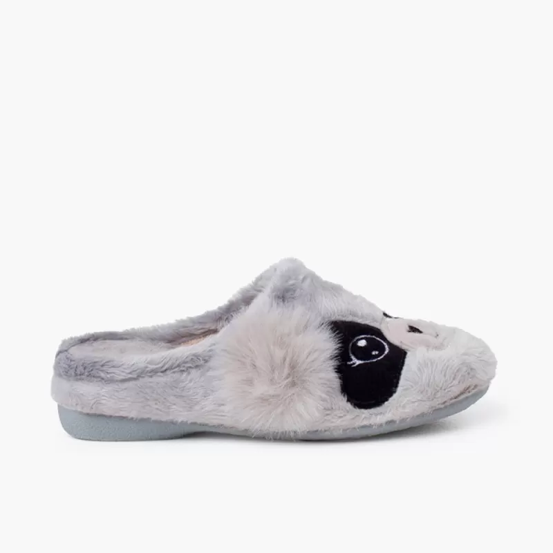 Pisamonas Pantufas Tipo Chinelo Panda Cor Cinzento Sale