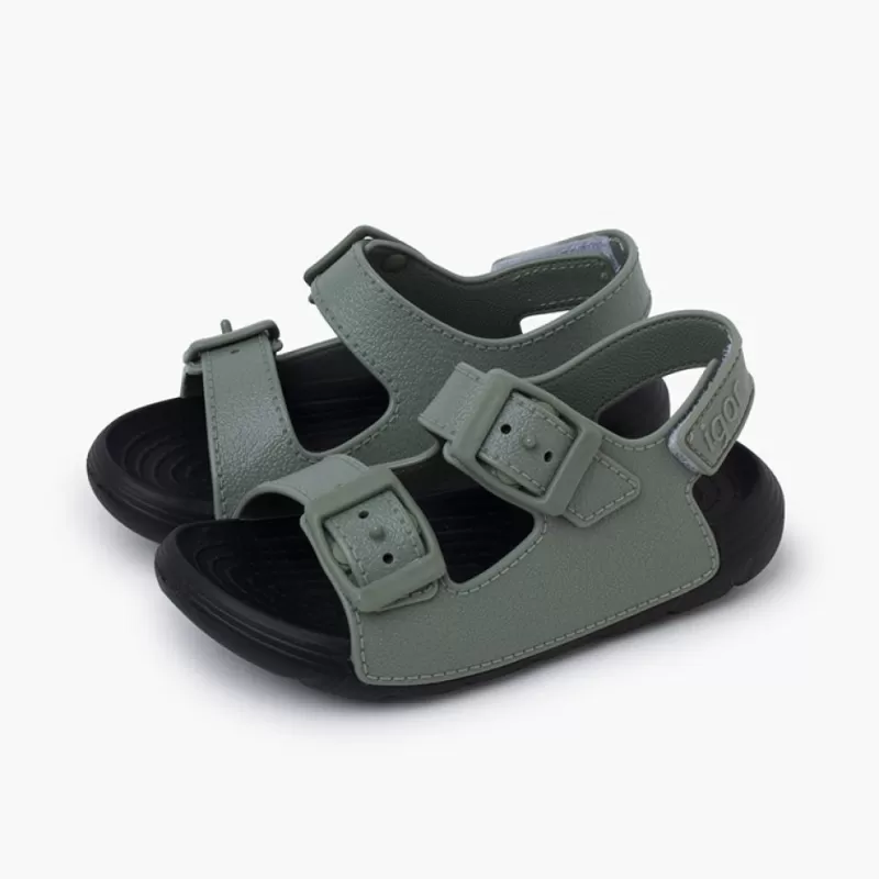 Pisamonas Sandálias De Borracha Dupla Fivela Sola Eva Tira Aderente Flash Sale