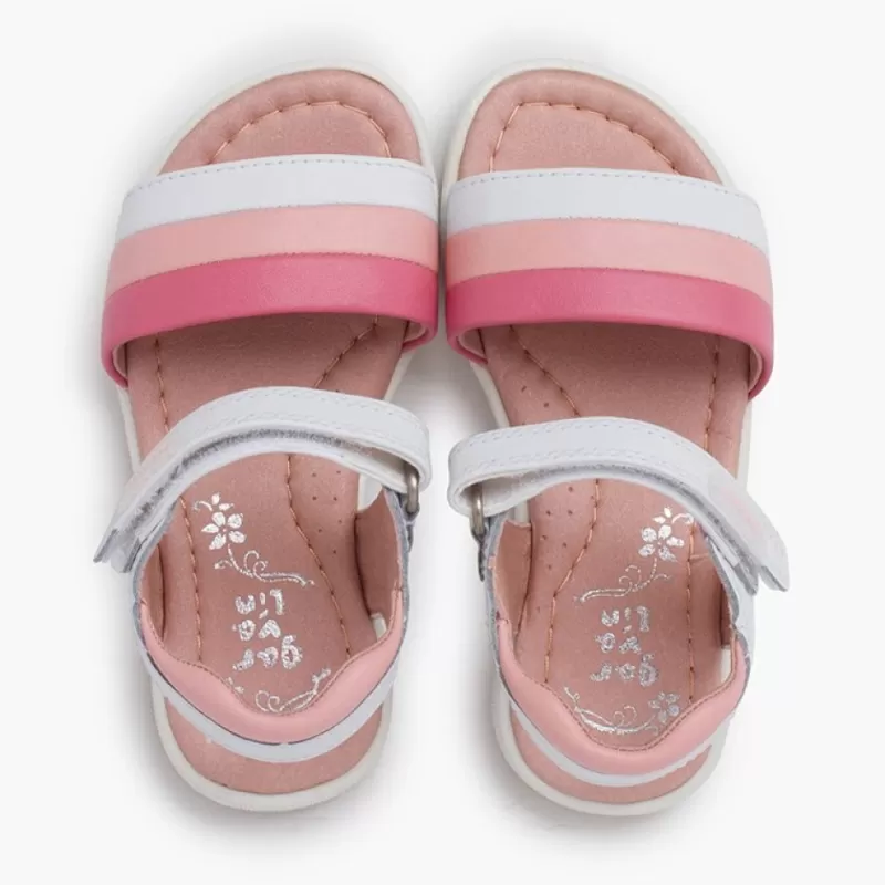 Pisamonas Sandálias Menina Pele Tiras Tricolor Cor Rosa Online