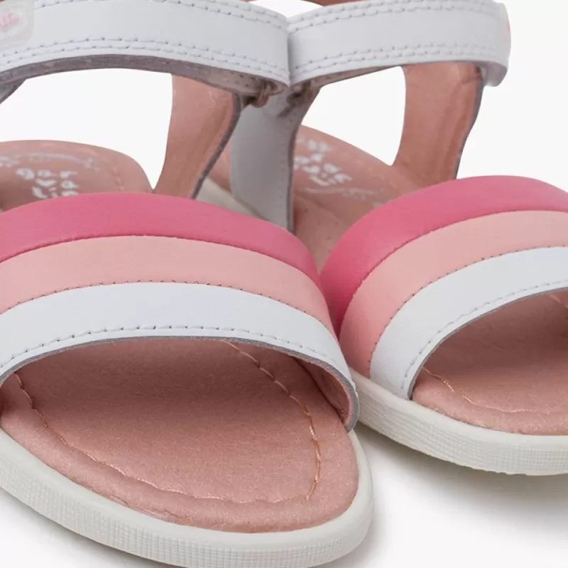 Pisamonas Sandálias Menina Pele Tiras Tricolor Cor Rosa Online