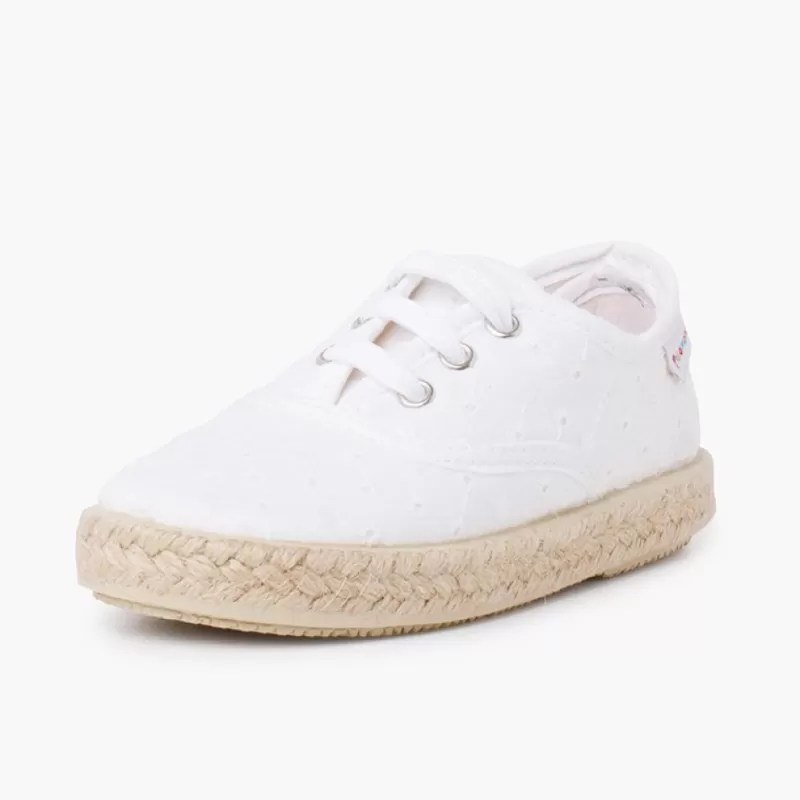 Pisamonas Sapatilhas Tipo Alpercatas Tela Bordado Suico Cor Branco Discount