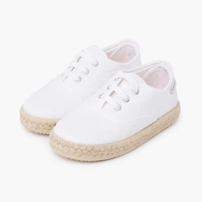 Pisamonas Sapatilhas Tipo Alpercatas Tela Bordado Suico Cor Branco Discount