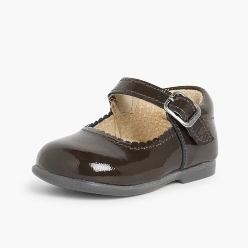 Pisamonas Sapatos Merceditas Menina Verniz Fivela Cor Castanho Sale